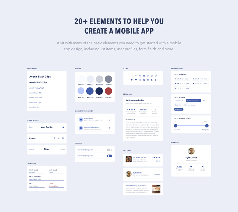 UI -Elemente für mobiles App -Design - Adobe XD