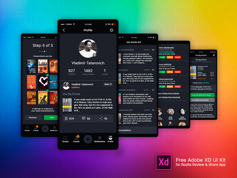 Mobile App Kit teilen und bewerten Sie Bücher