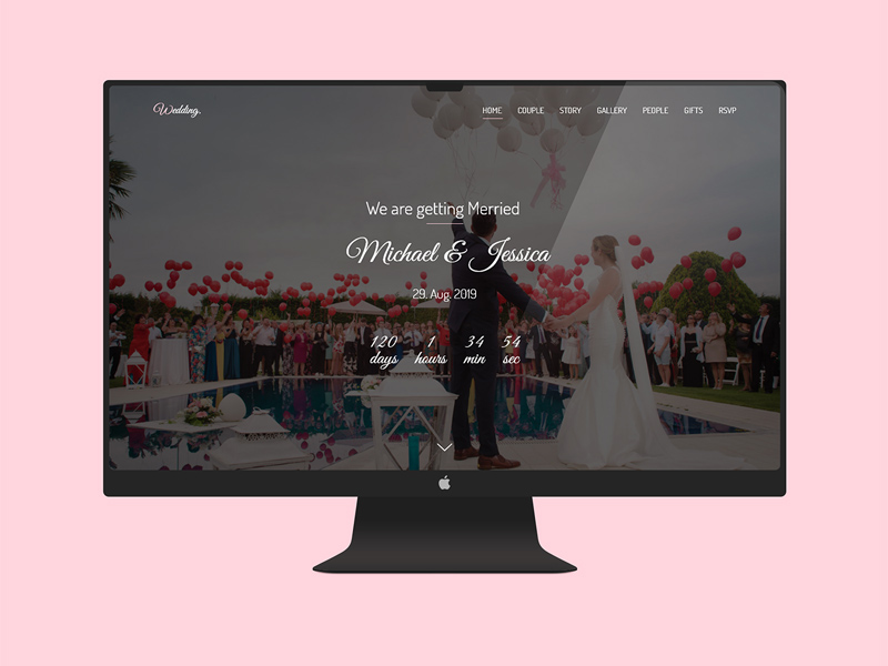 Driss Oudmineによる結婚式のWebサイトXDテンプレート