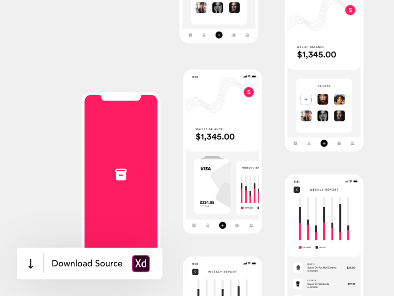 Brieftaschen -App -UI -Konzept