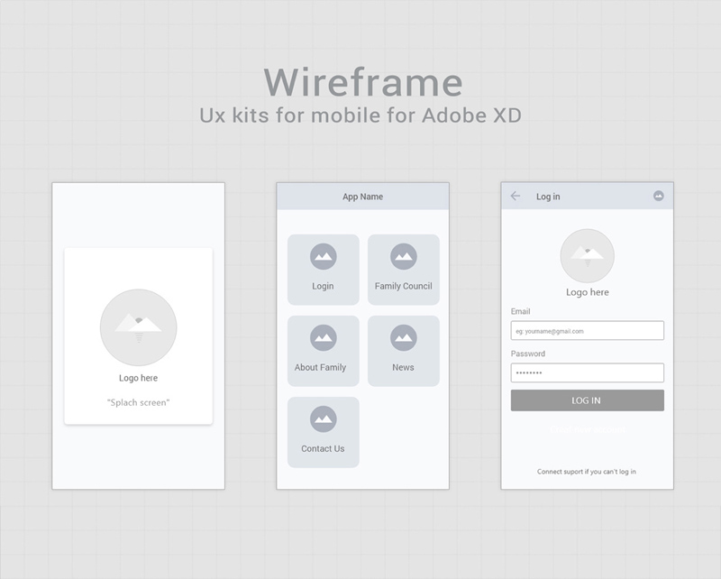 Kit mobile Adobe XD Wireframe