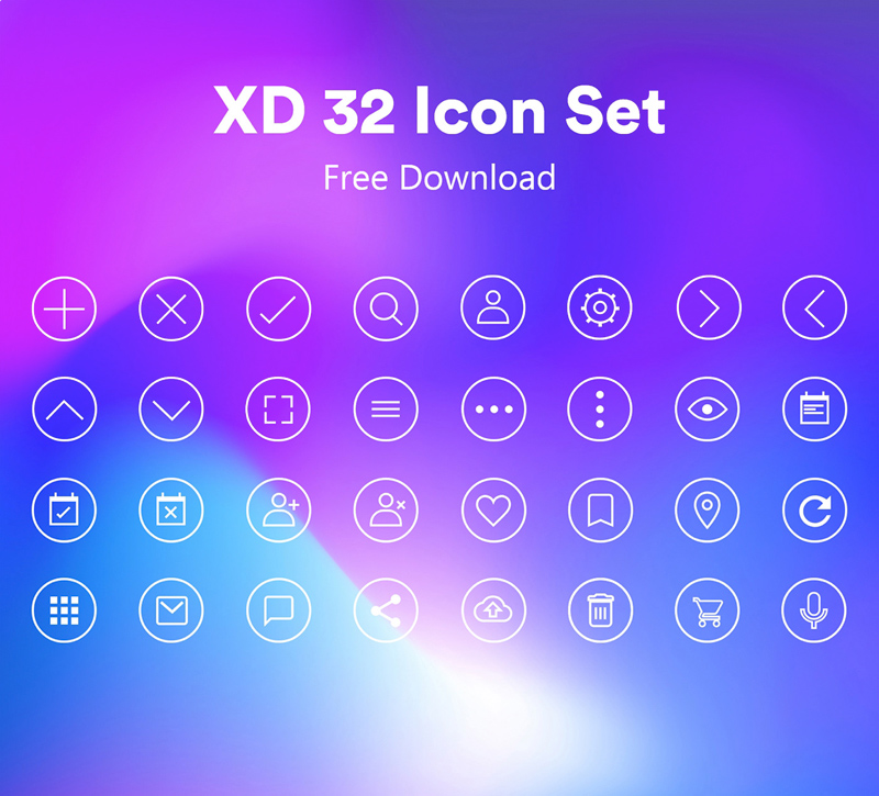 Conjunto de iconos de línea de Adobe XD