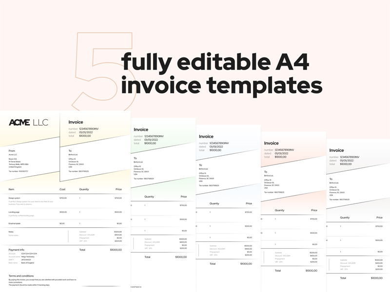 Modèle de facture A4 (entièrement modifiable)