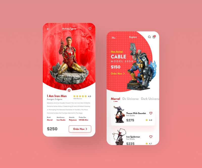 Action Figures For Sale App UI