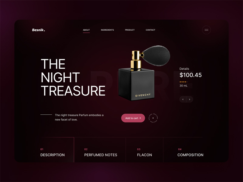 Plantilla del sitio web de la tienda de perfume
