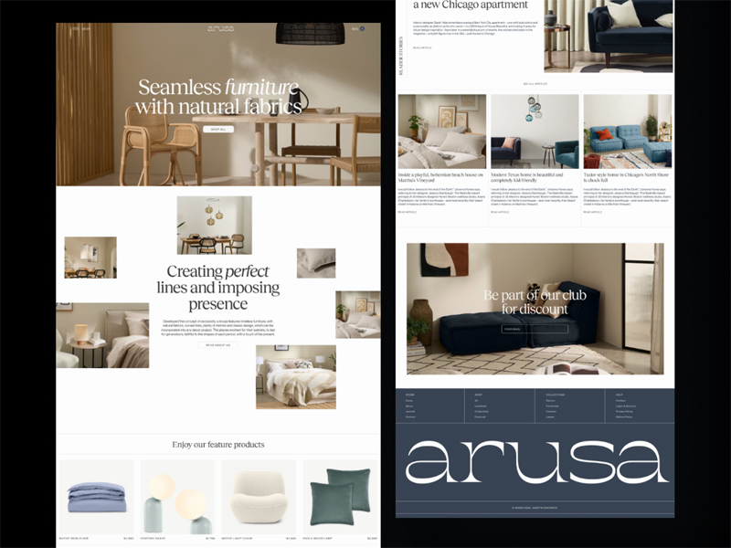 Möbel -E -Commerce -Website Vorlage (Arusa)