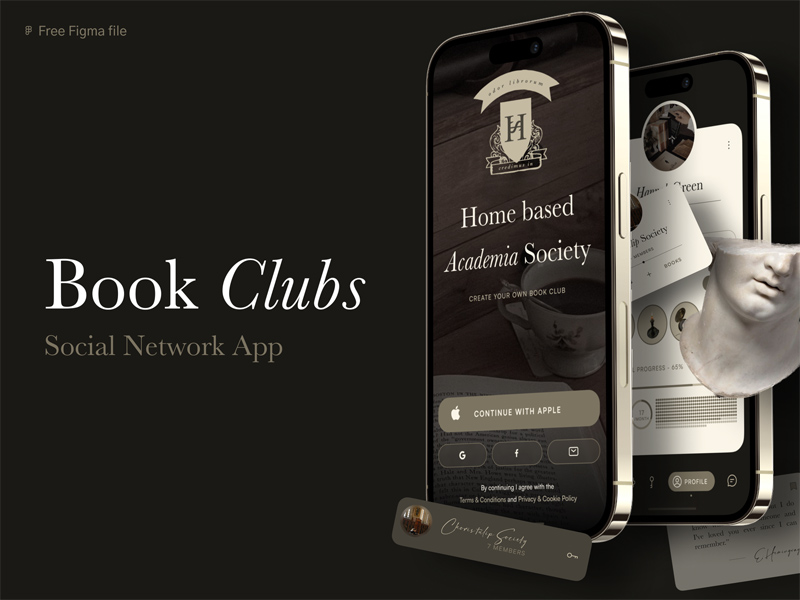 Clubes de libros Aplicación de redes sociales UI