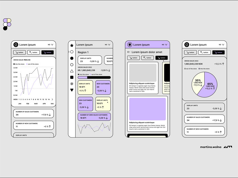 Mobile App Wireframes (Brutal UI)