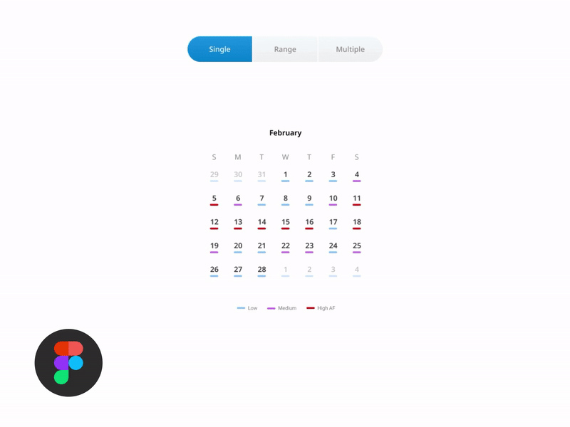 Picker de date de calendrier pour Figma