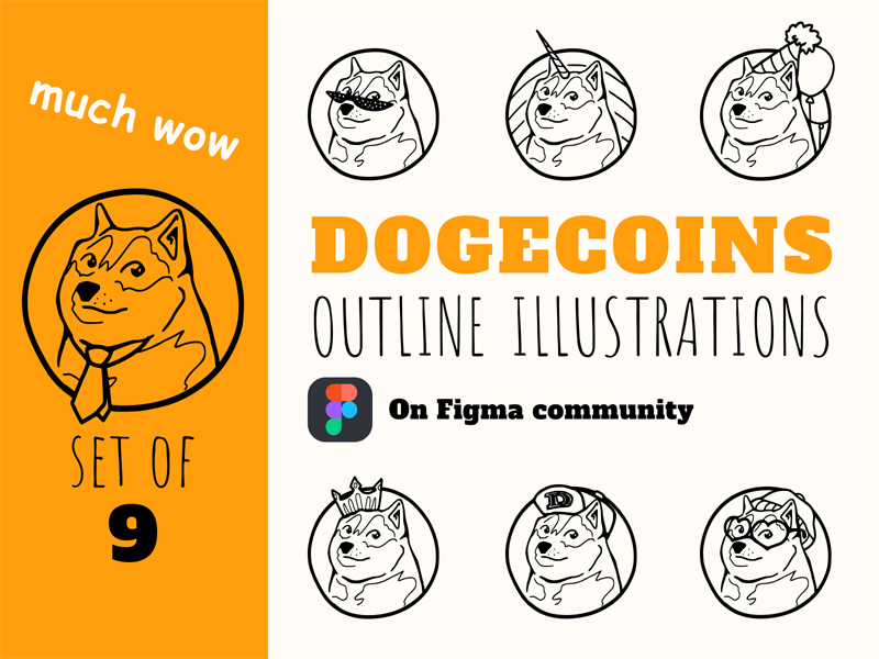 Paquete de ilustraciones dogecoin