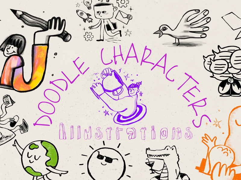 Doodle -Charakter -Illustrationen