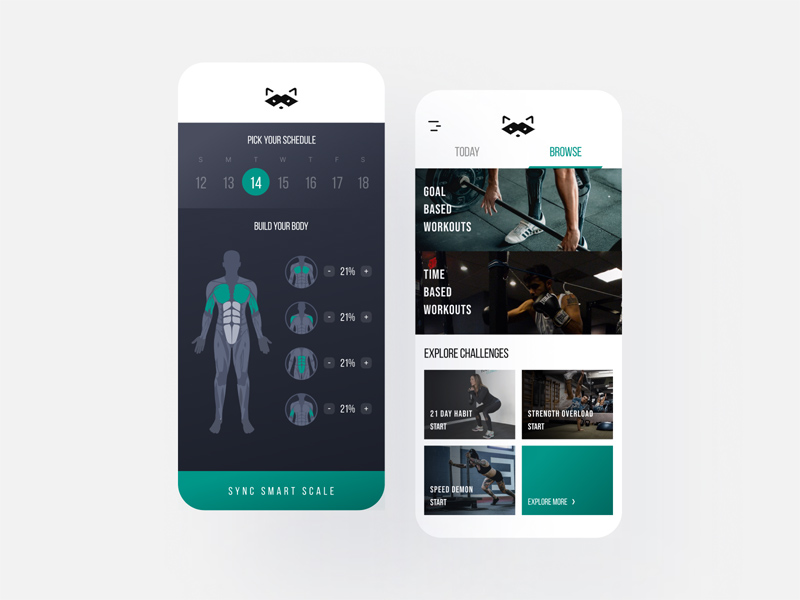 Концепция приложения для фитнеса iOS