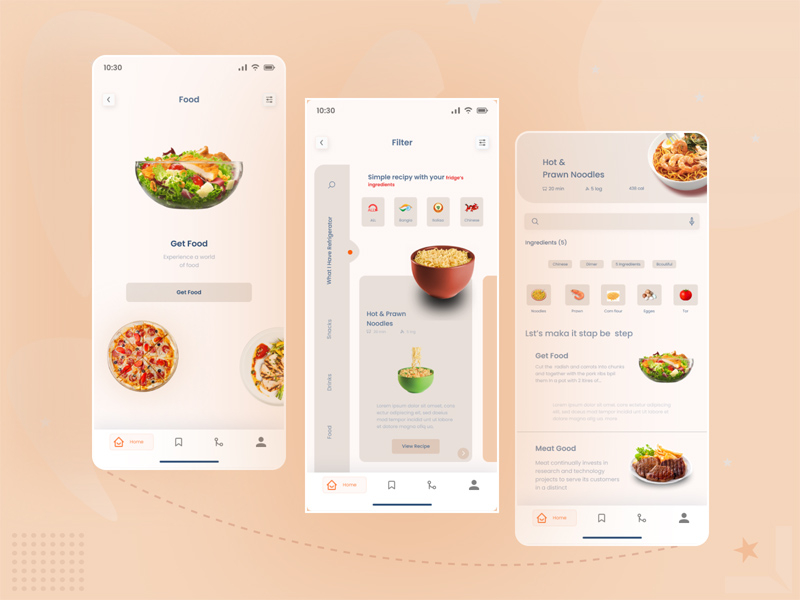 Приложение для доставки продуктов питания концепция пользовательского интерфейса