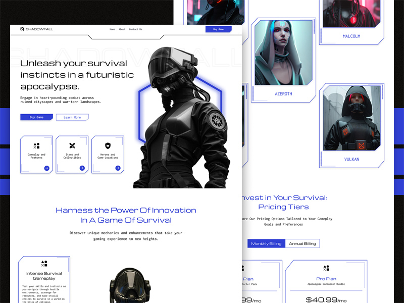 Futuristic Game Website Landing Page