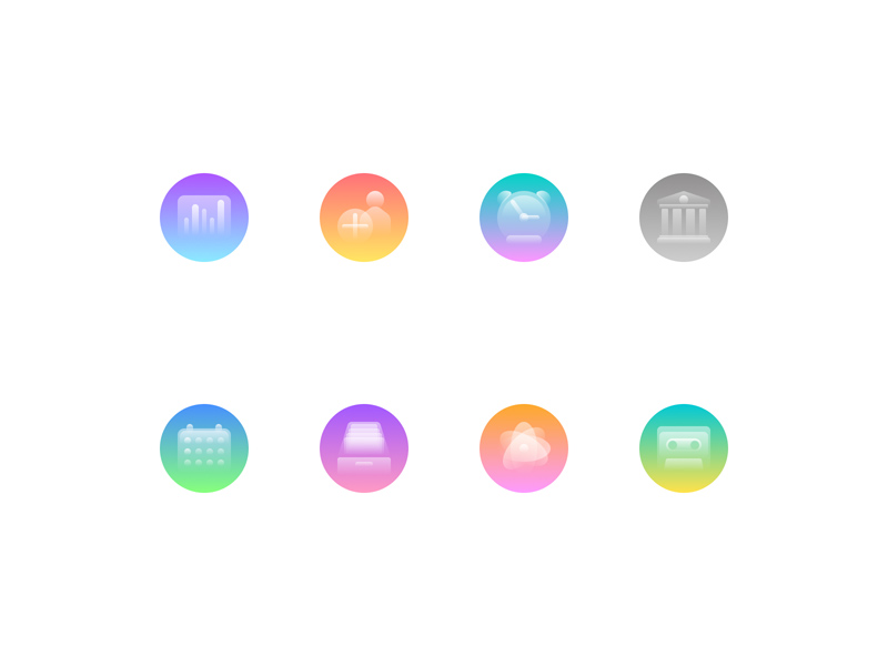 16 Glassy Icons Pack