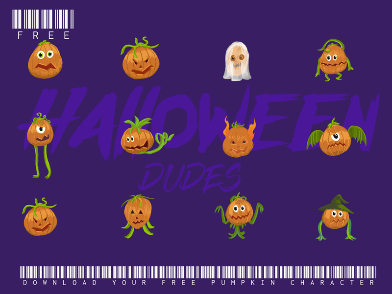 Ilustración de personajes de calabaza de Halloween