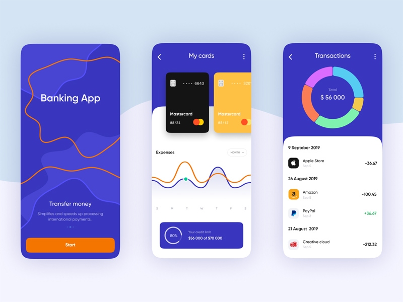 Application bancaire mobile UI