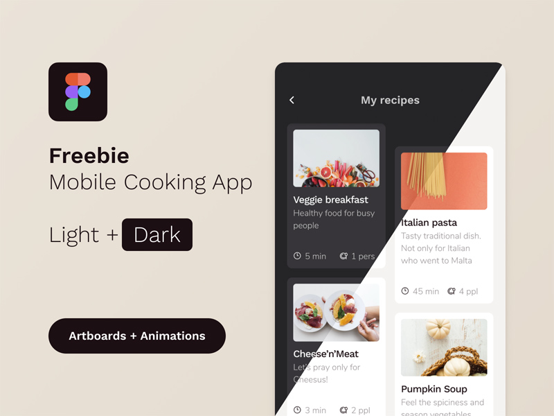 Concept d'application de cuisine