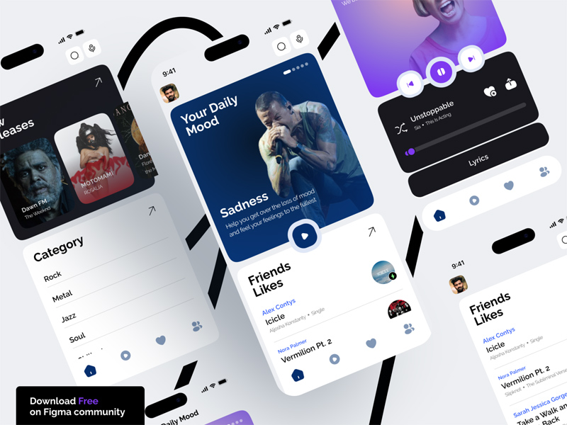 Application Mood Music Player UI