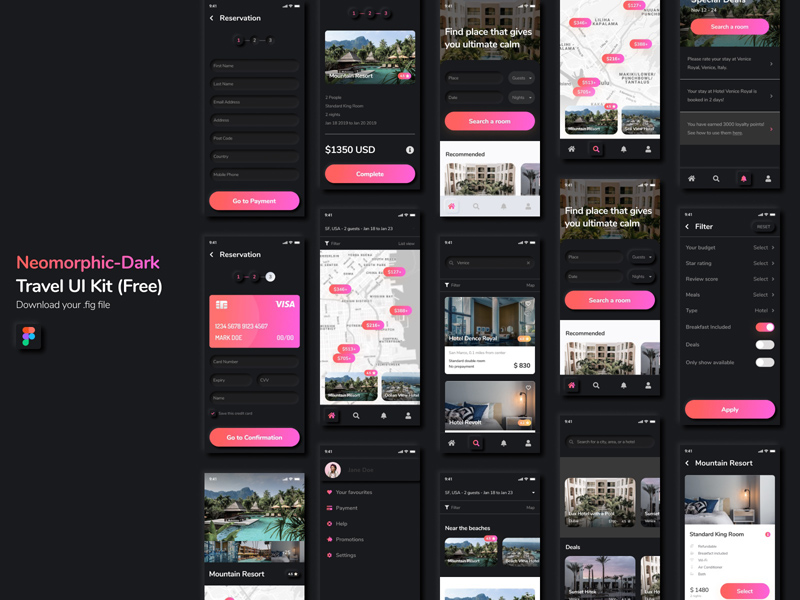 Neomorphic Travel UI Kit