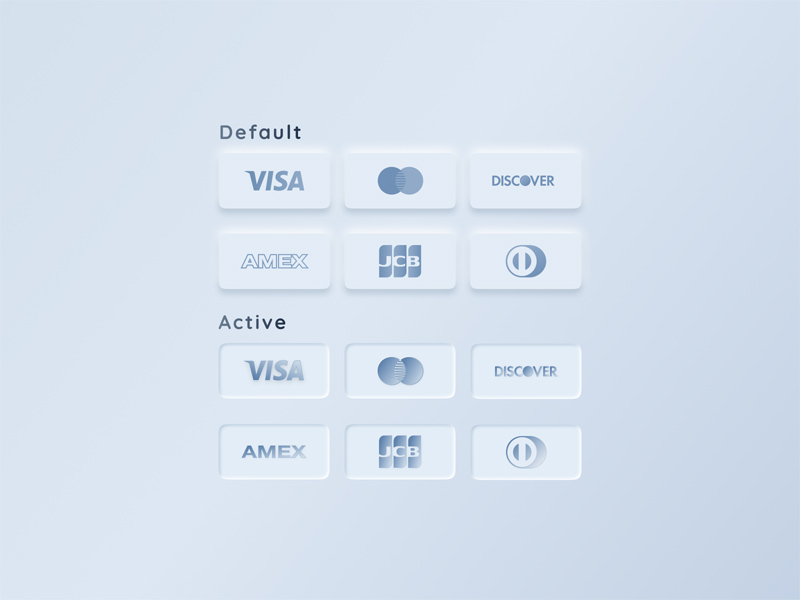 Logotipos de tarjeta de crédito neumorfismo