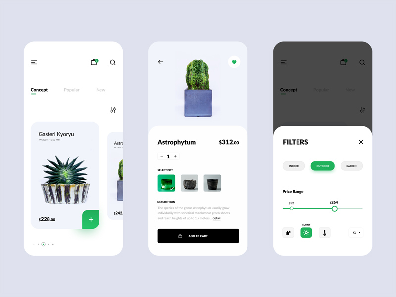 Pflanzen Shop App UI