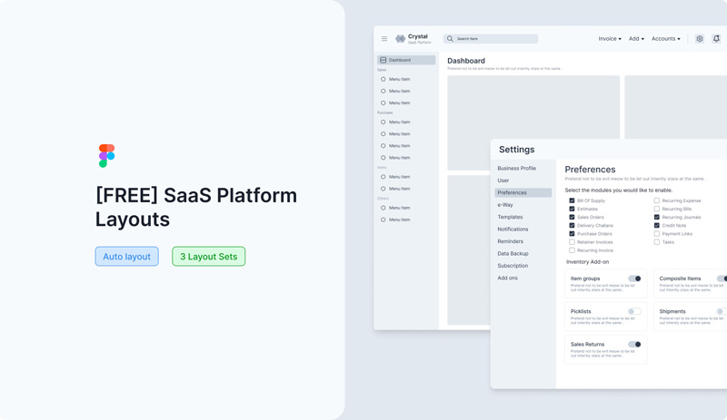 Kit wireframe SaaS