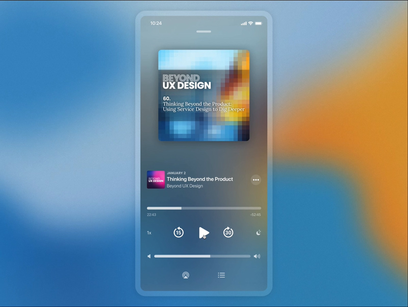Compartir fragmentos de podcasts en Apple Podcasts (Concepto de UI)