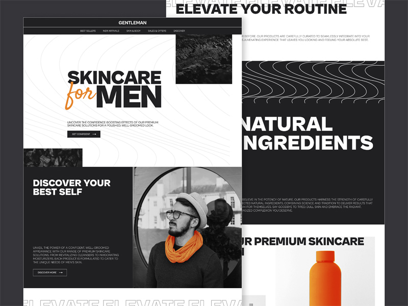 Plantilla de sitio web para el cuidado de la piel para hombres