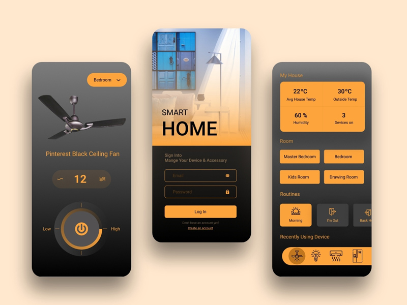 Diseño de interfaz de usuario de Smart Home App APP