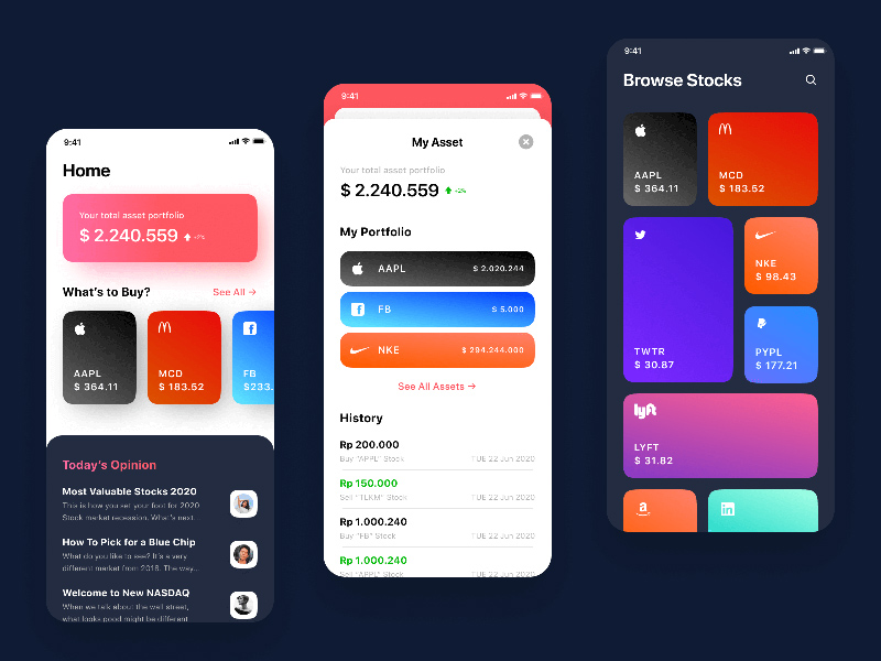 Aktienhandels -App UI