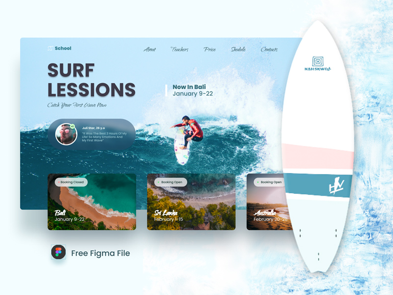 Шаблон веб -сайта Surf School