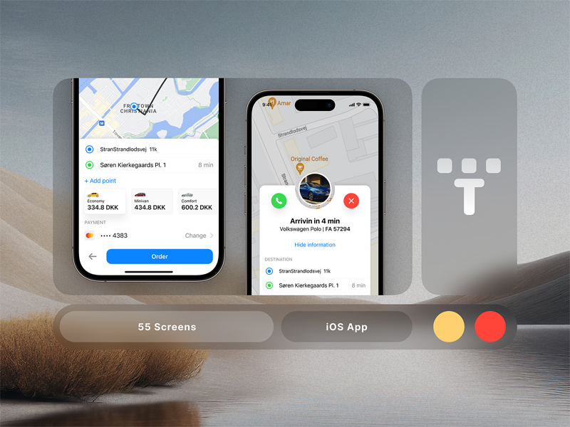 Application de réservation de taxi UI