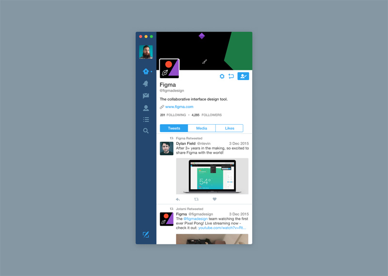 Application Twitter sur Figma