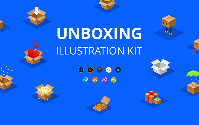 Muestra de kit de ilustración de unboxing