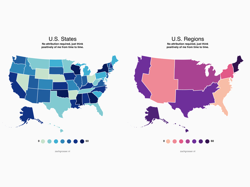 Carte vectorielle des États-Unis: États et régions