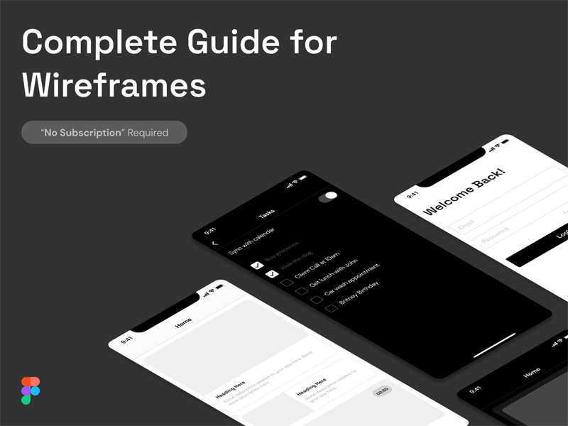 Kit d'interface utilisateur wireframe pour Figma