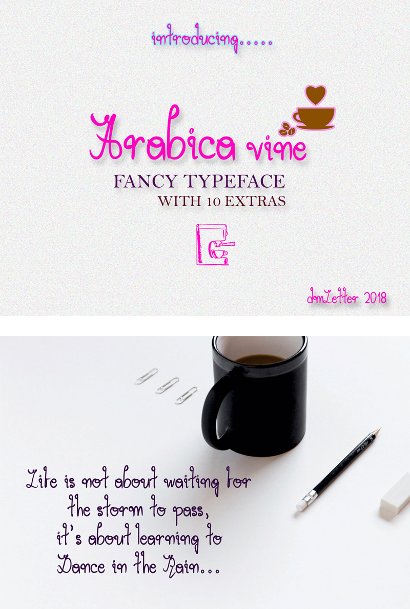 Font de vigne Arabica - Typographie faite à la main
