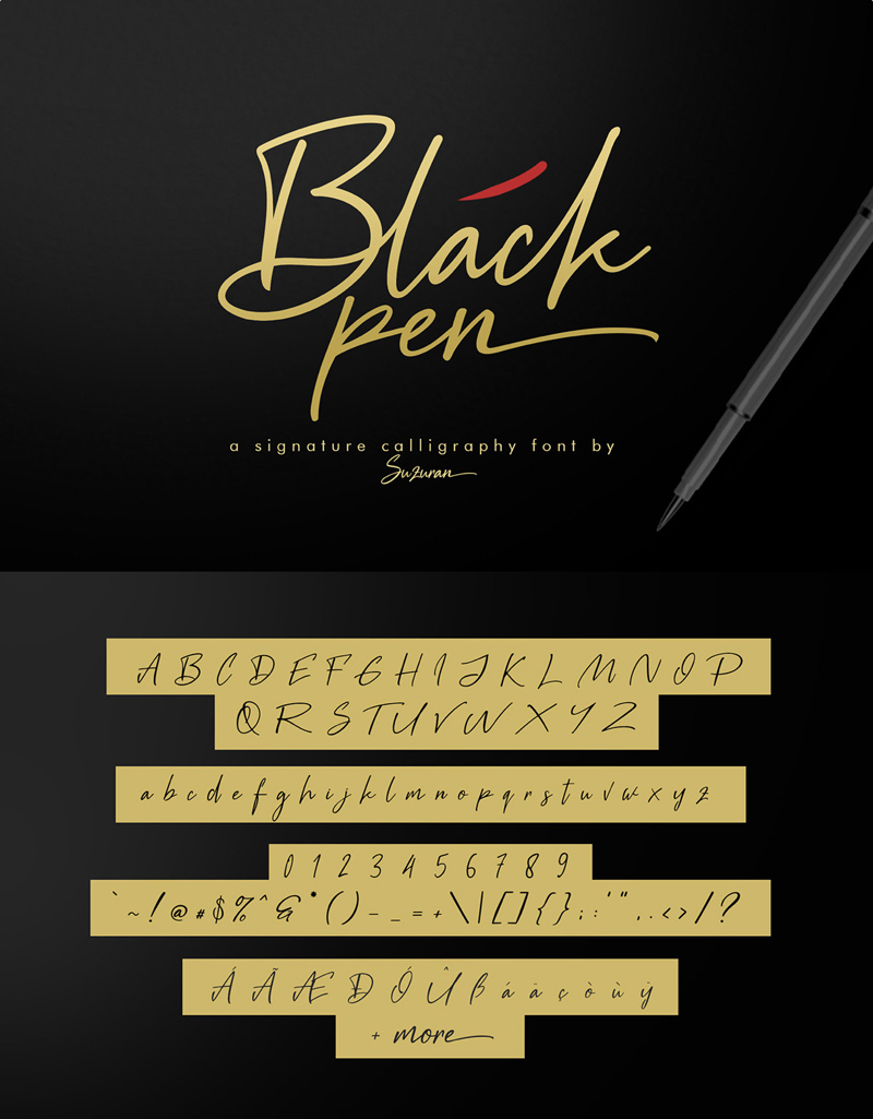 Schwarze Stiftschrift