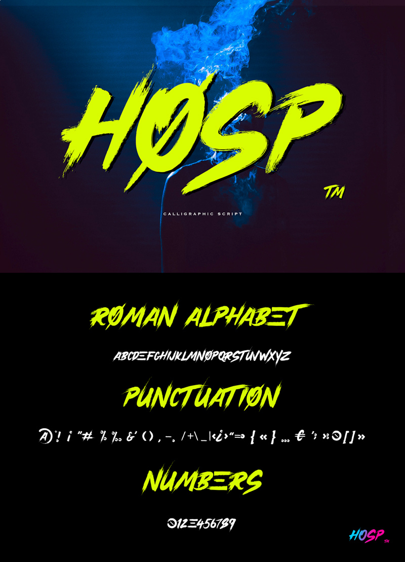 Hosp Font - Бесплатный рукописный шрифт кисти
