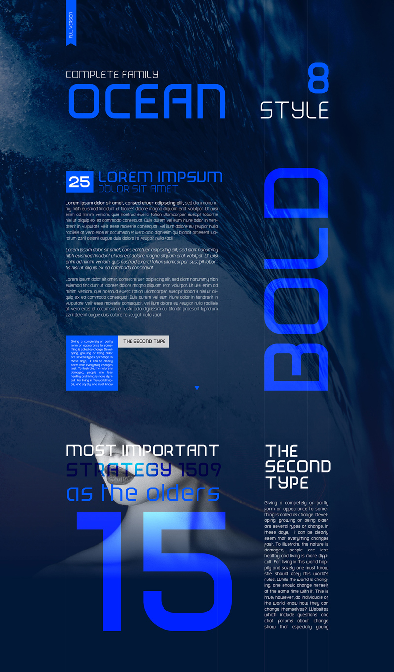 Fuente del océano |Tipografía moderna