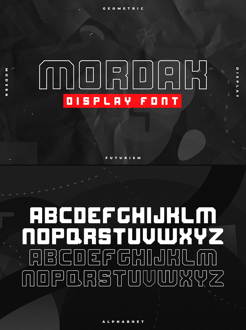 Мордак футуристический дисплей шрифт