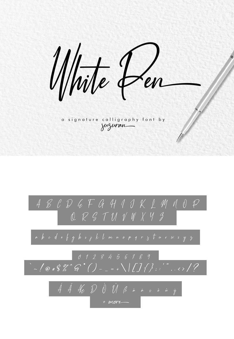 Белый шрифт ручки