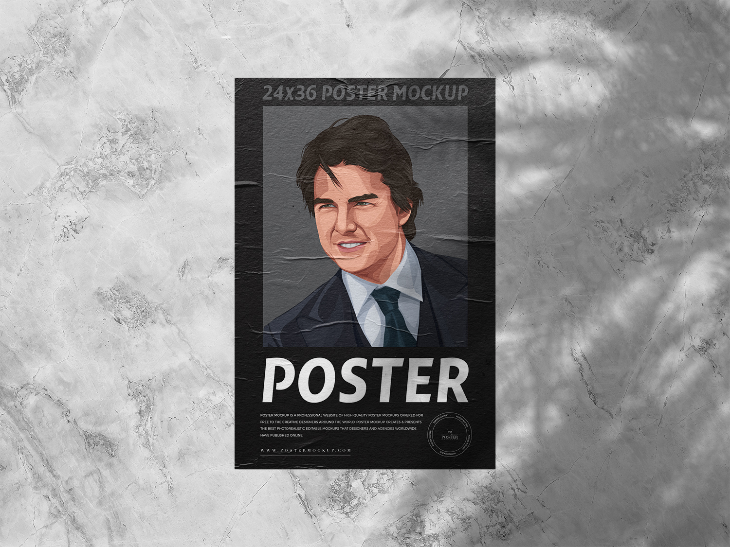 Glued Paper on Wall Poster Mockup