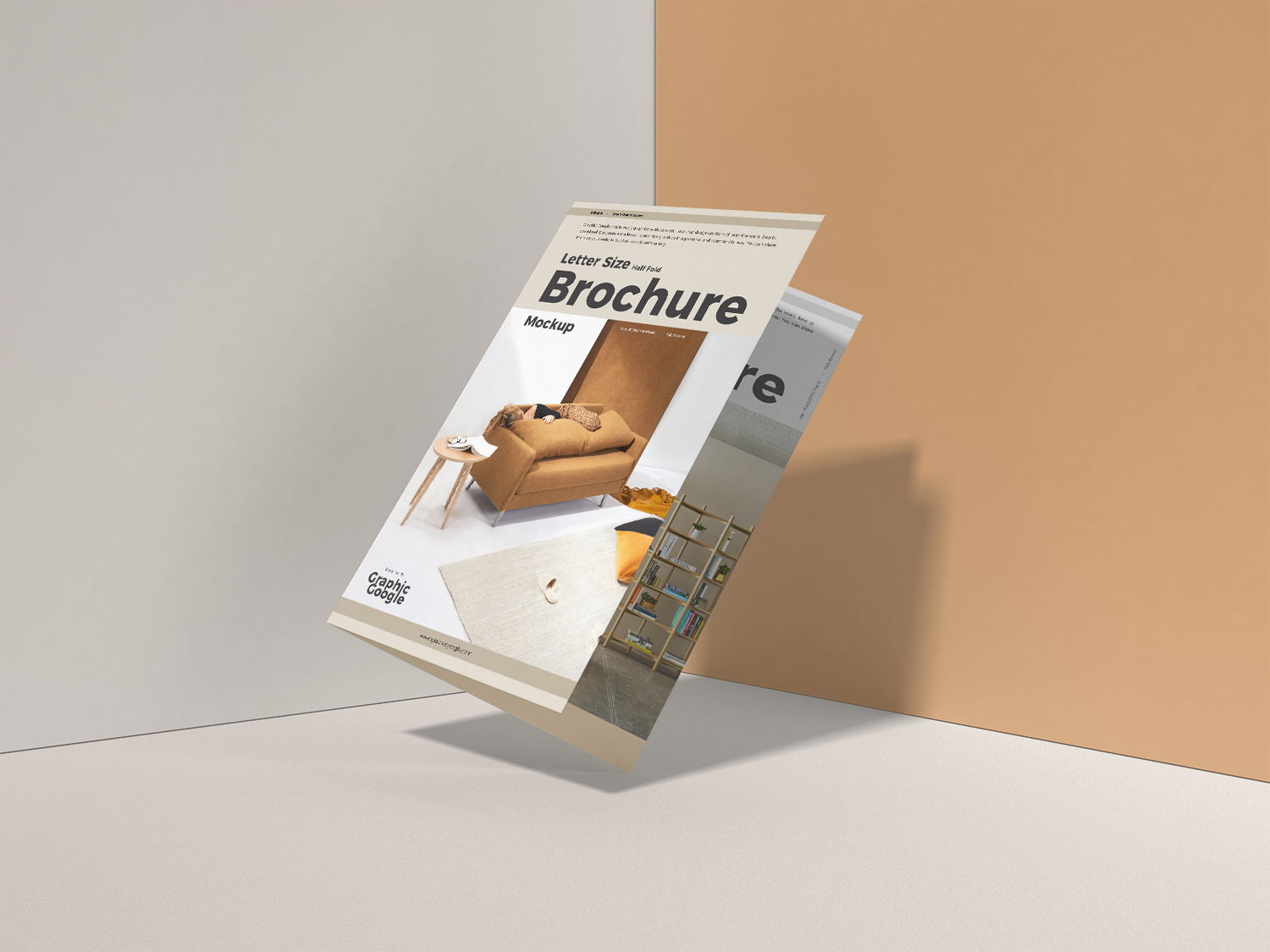 Letter Size Half Fold Brochure Mockup