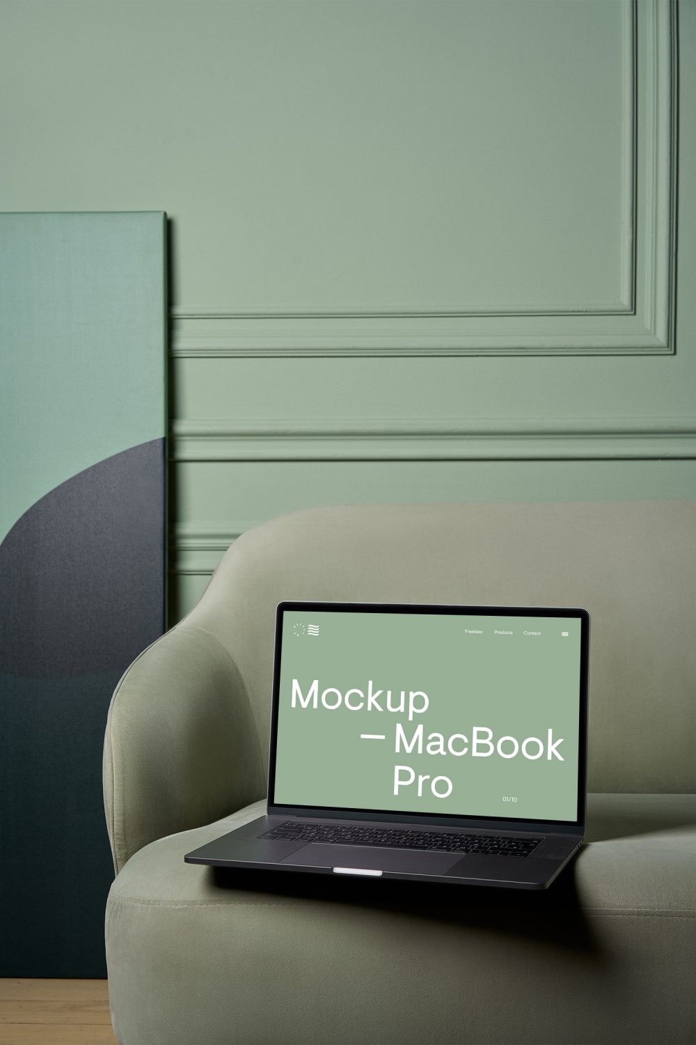 MacBook Pro auf einem Couch Mockup