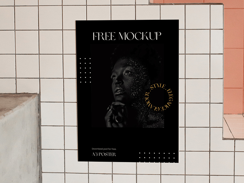 A3 Mockup плаката - бесплатный PSD