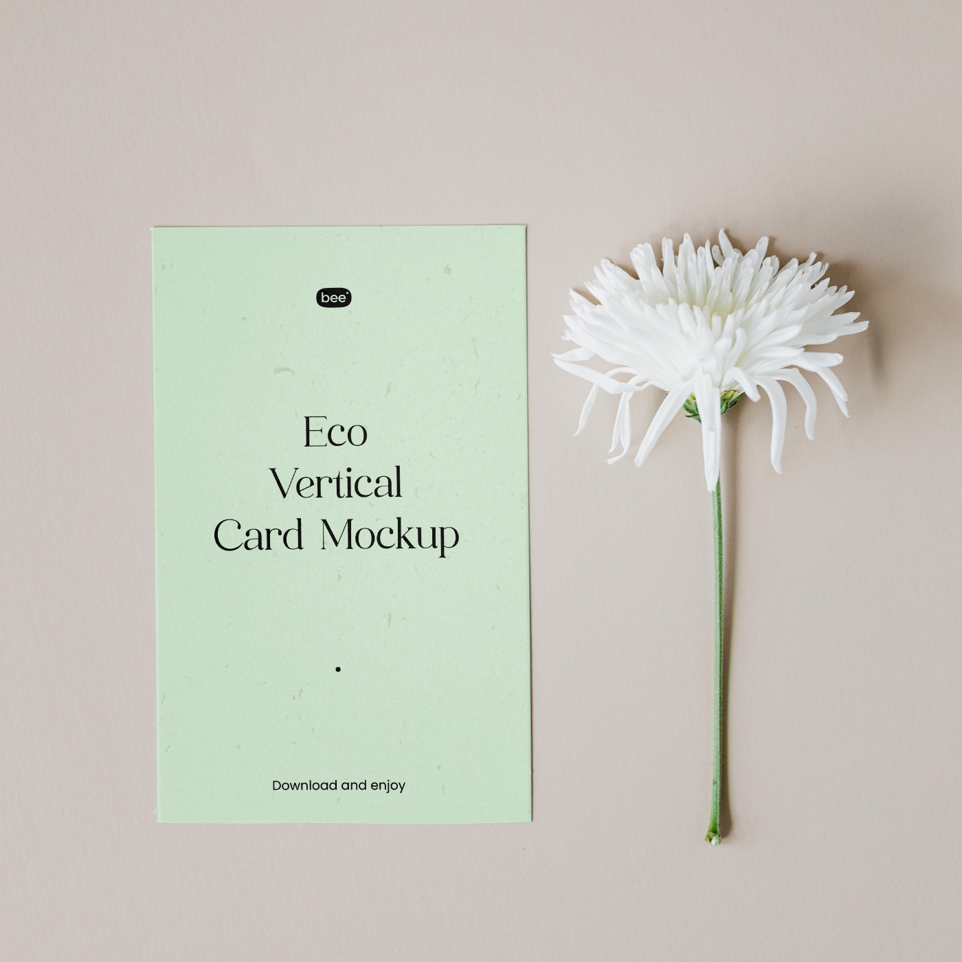 Elegant Vertical Paper Card Mockup with Daisy