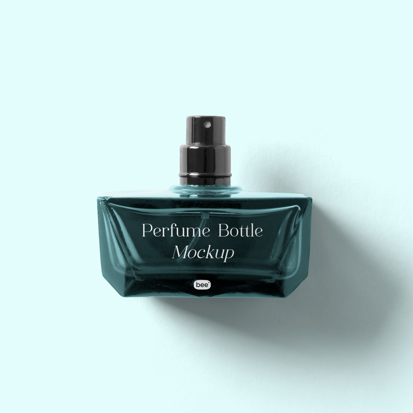 Foriside vista de una maqueta de botellas de perfume rectangular