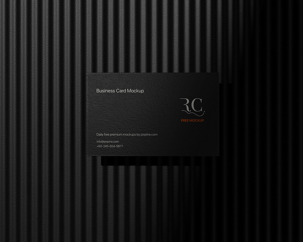 Front View of Business Card Mockup on Striped Shadow Wall